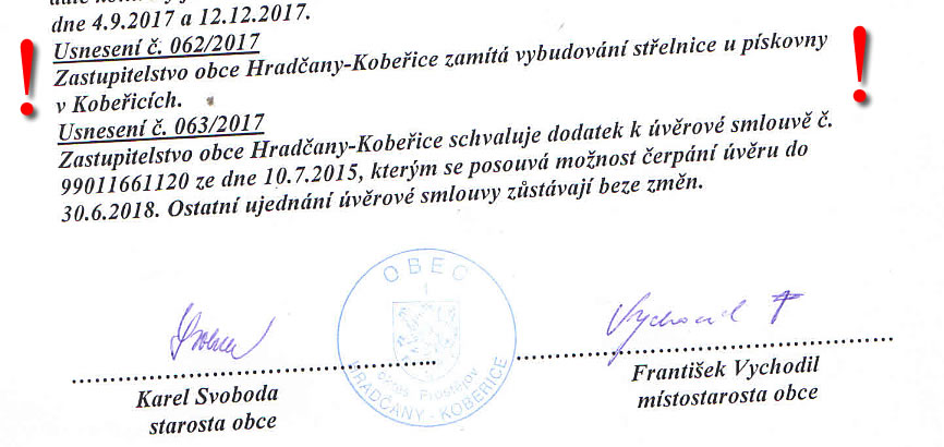 Usnesení zastupitelstva obce ze dne 20.12.2017